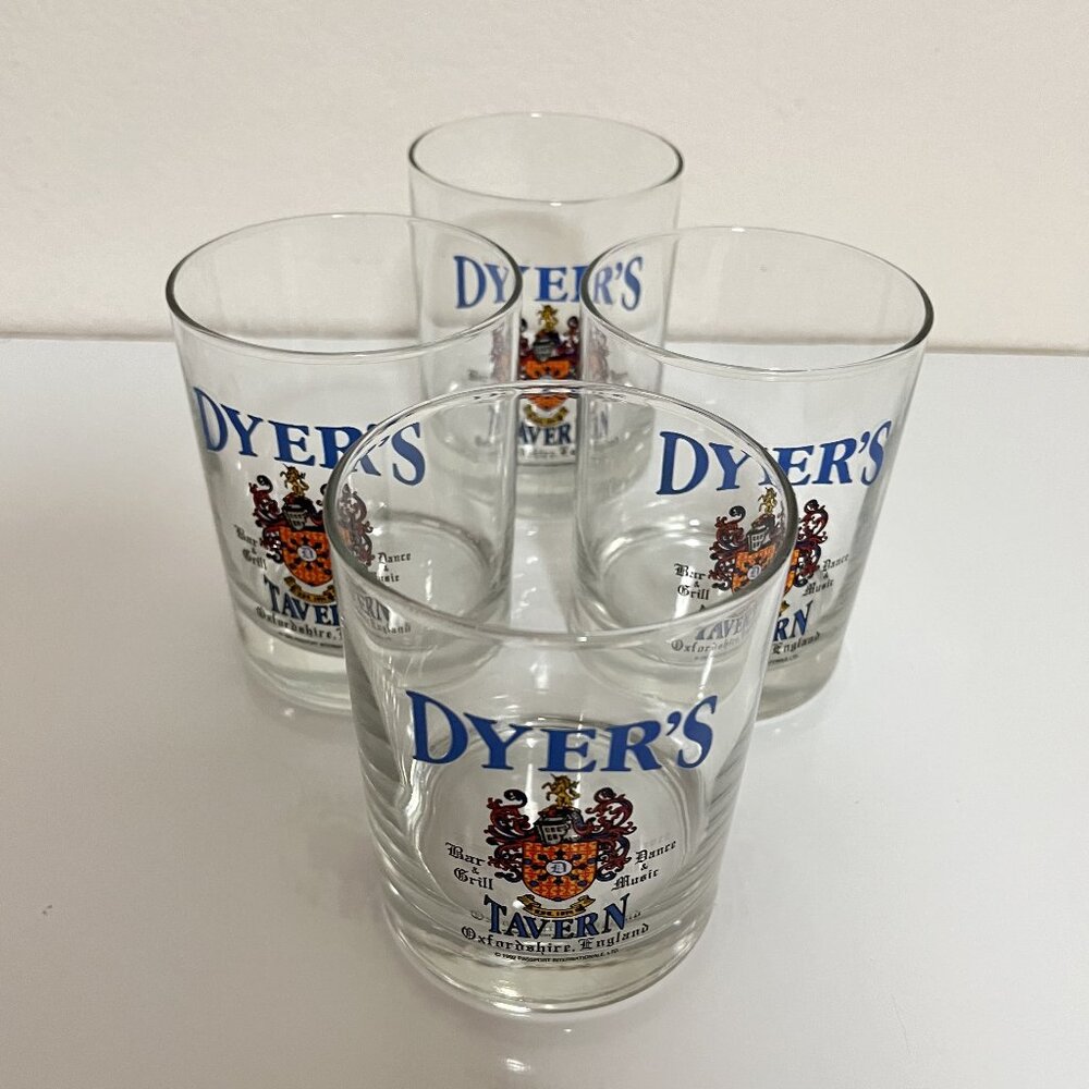 Set of 4/DYER'S Bar & Grill, Dance & Music TAVERN DRINKING GLASSES -Preowned